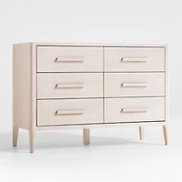 Archie 50" Whitewashed Ash Wood Wide 6-Drawer Kids Dresser