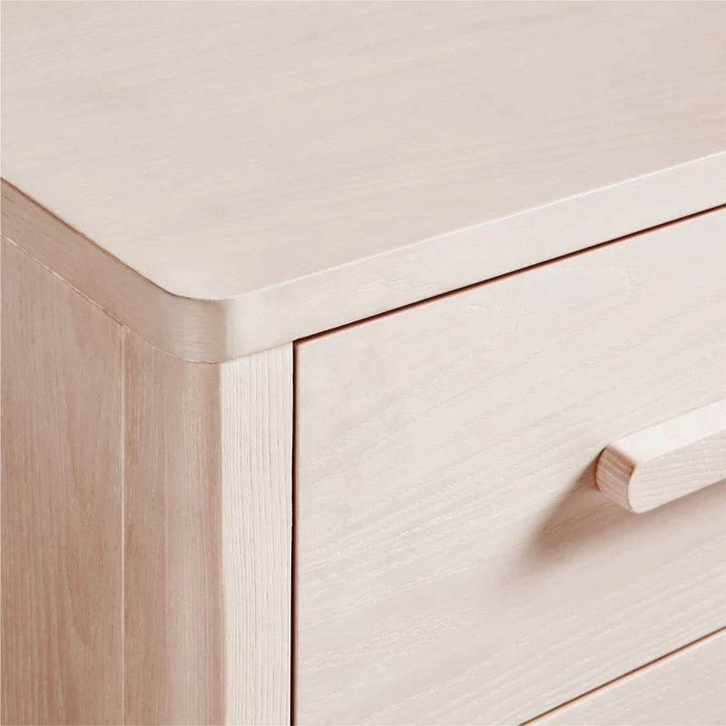 Archie 50" Whitewashed Ash Wood Wide 6-Drawer Kids Dresser