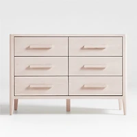 Archie 50" Whitewashed Ash Wood Wide 6-Drawer Kids Dresser