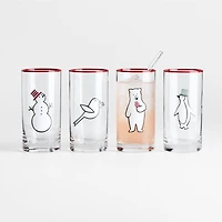 Arctic Friends 18-Oz. Highball Glasses, Set of 4 by Joan Anderson