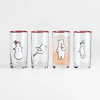 Arctic Friends 18-Oz. Highball Glasses, Set of 4 by Joan Anderson