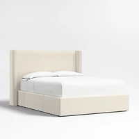Arden 52" Ivory Upholstered Queen Headboard with Storage Bed Base