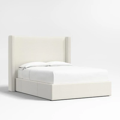 Arden 60" Ivory Queen Upholstered Headboard with Storage Bed Base