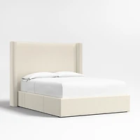 Arden 60" Ivory Upholstered Queen Headboard with Storage Bed Base