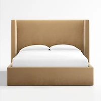 Arden Camel Brown Upholstered King Bed with 52" Headboard