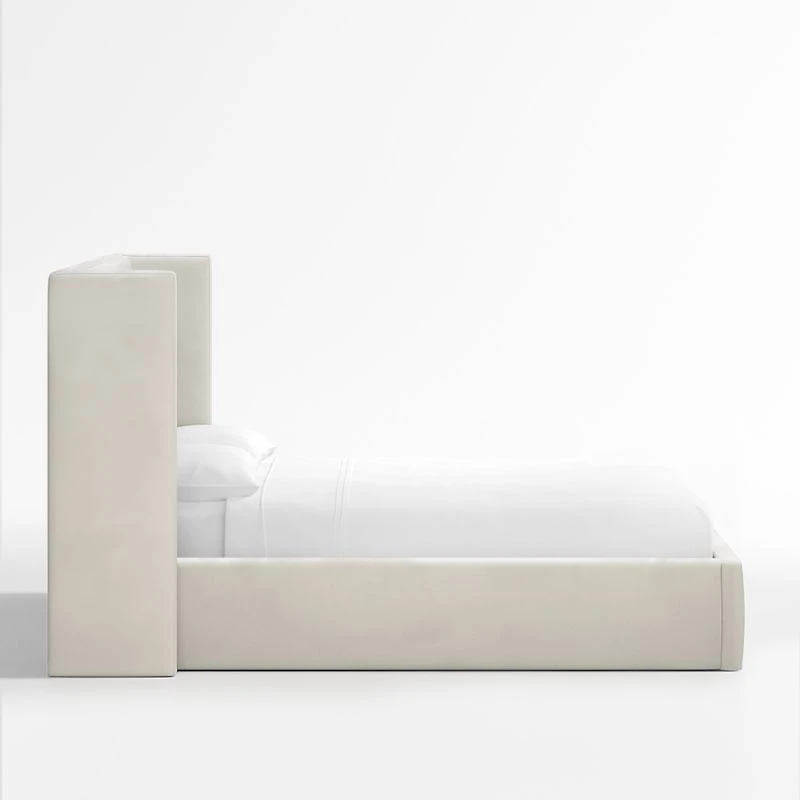 Arden Beige Upholstered Queen Bed with 52" Headboard