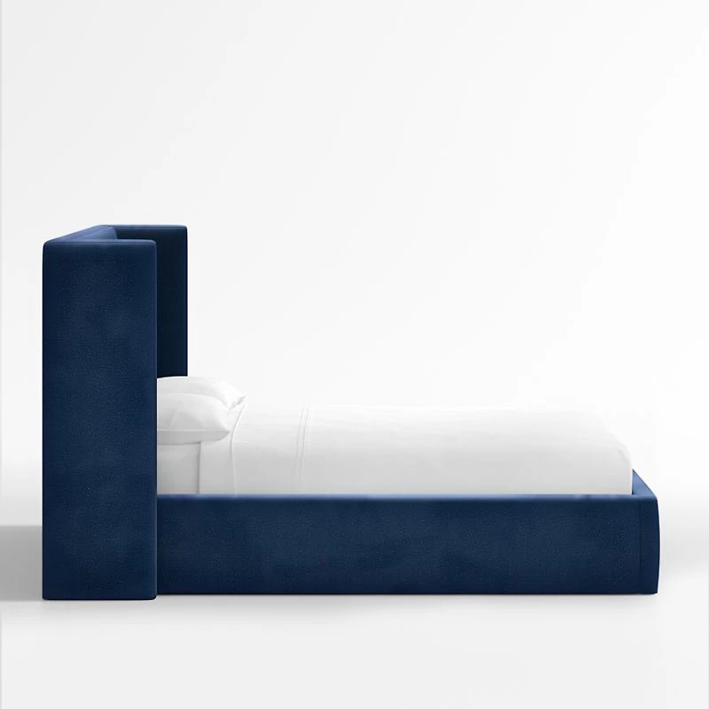 Arden Navy Upholstered Queen Bed with 52" Headboard