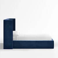 Arden Navy Upholstered Queen Bed with 52" Headboard