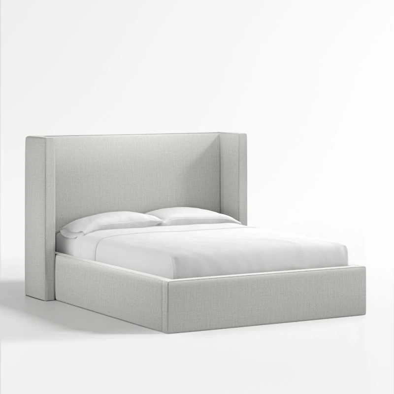 Arden Oyster Grey Upholstered Queen Bed with 52" Headboard