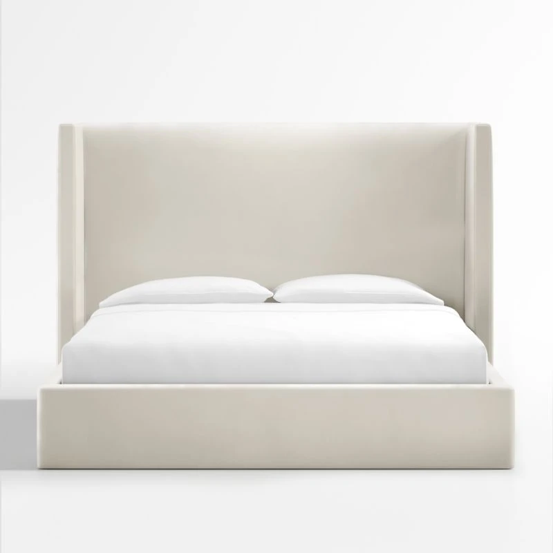 Arden Beige Upholstered King Bed with 60" Headboard