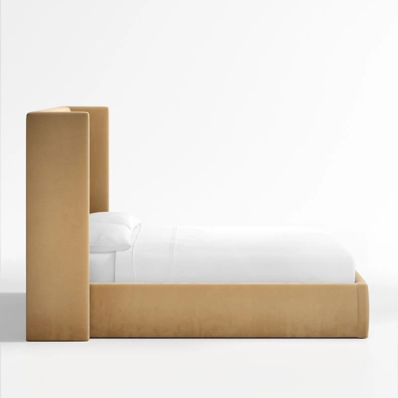 Arden Camel Brown Upholstered King Bed with 60" Headboard