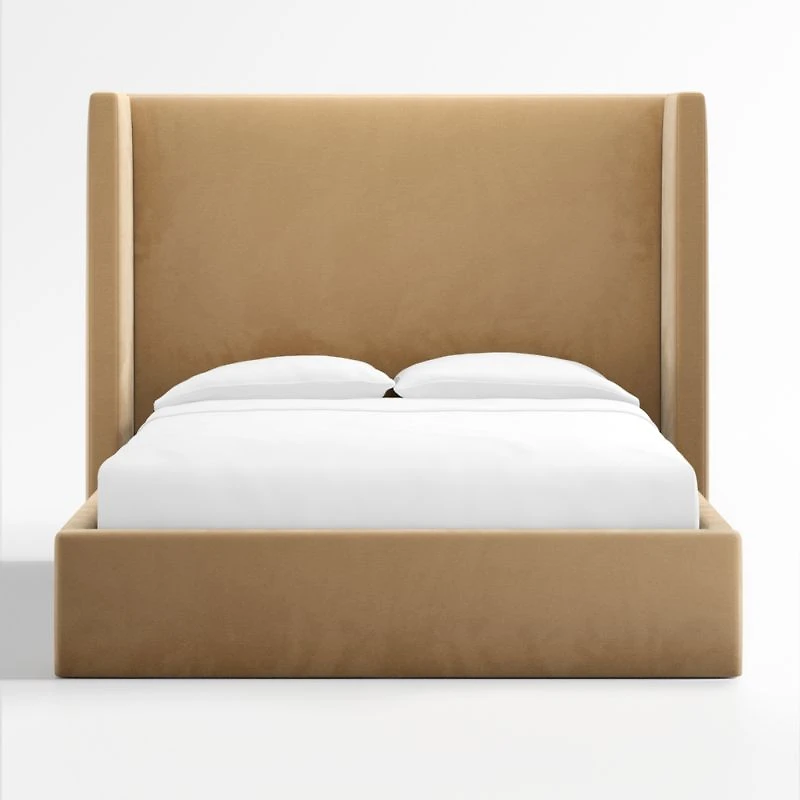 Arden Camel Brown Upholstered King Bed with 60" Headboard