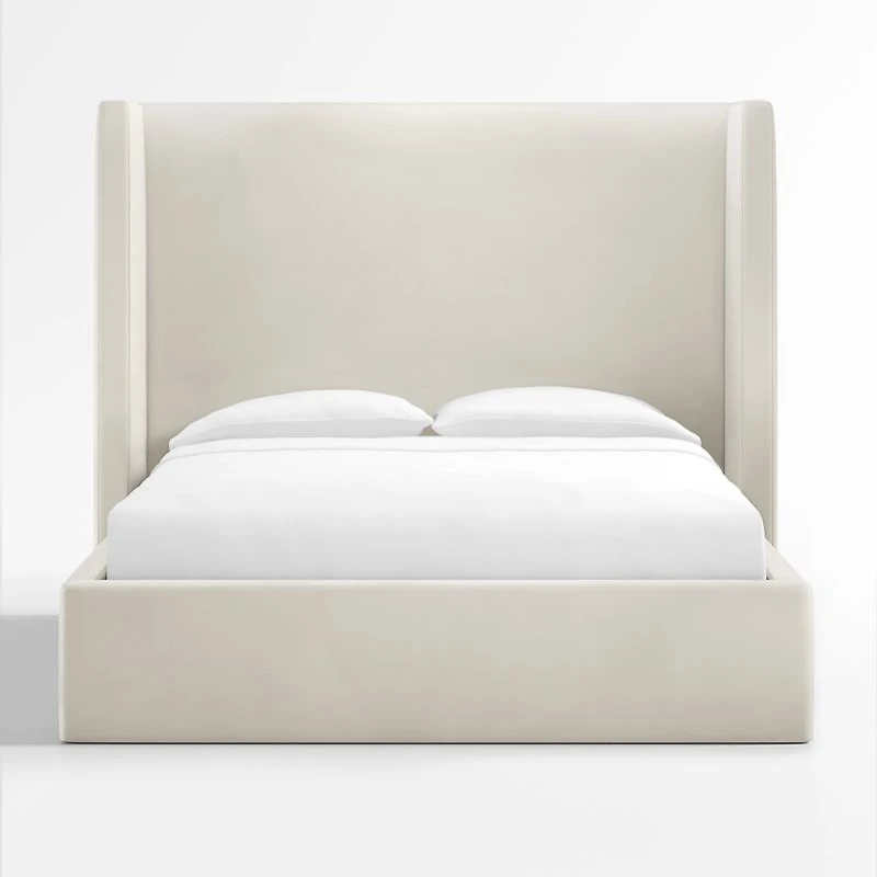 Arden Beige Upholstered King Bed with 60" Headboard