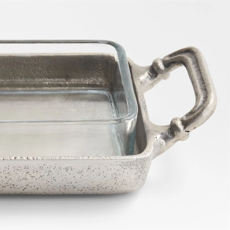 Argento Antique Metal Rectangular Tray with Divided Glass Bowls