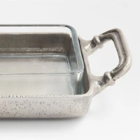 Argento Antique Metal Rectangular Tray with Divided Glass Bowls