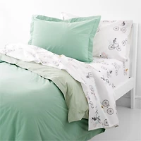 Ari Kids Organic Reversible Brushed Cotton Green Twin Duvet Cover