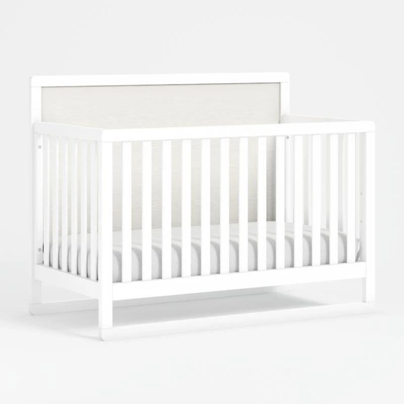 Arlyn Two-Tone White Wood Baby Crib