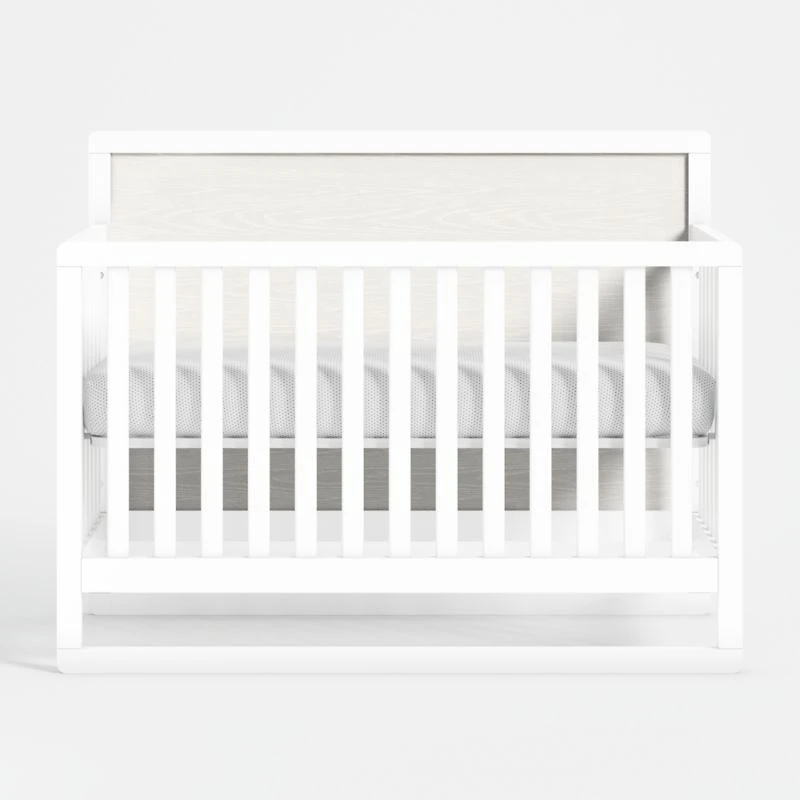 Arlyn Two-Tone White Wood Baby Crib
