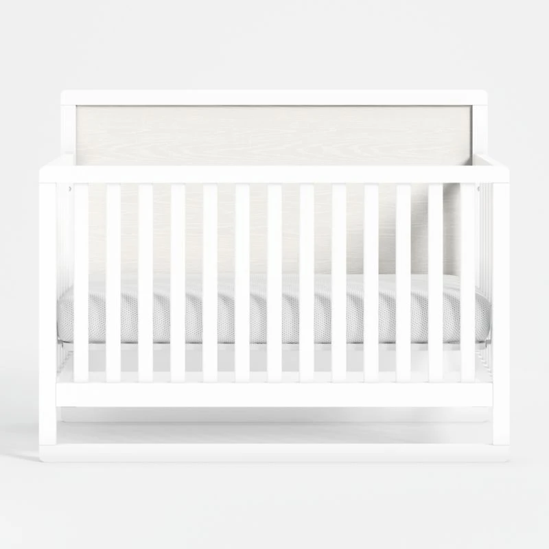 Arlyn Two-Tone White Wood Baby Crib