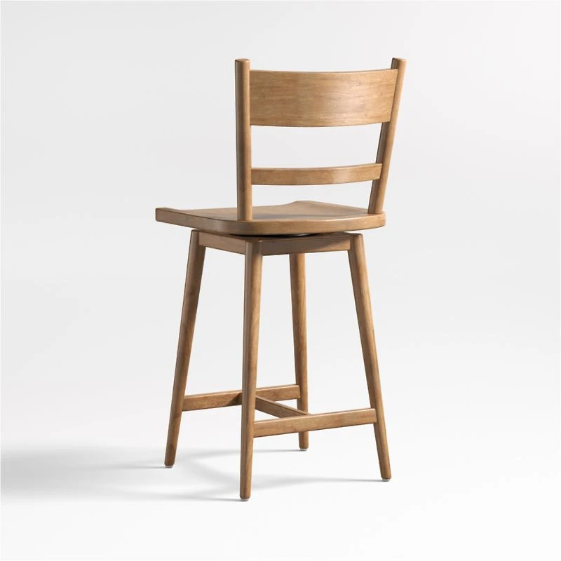 Arno Light Brown Wood Swivel Counter Stool