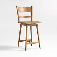Arno Light Brown Wood Swivel Counter Stool