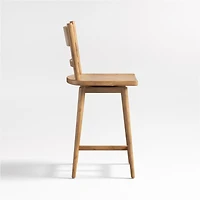 Arno Light Brown Wood Swivel Counter Stool