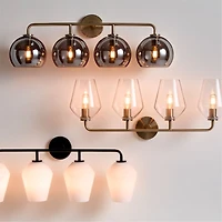 Arren Black 4-Light Wall Sconce Light with Clear Glass Angled Shade