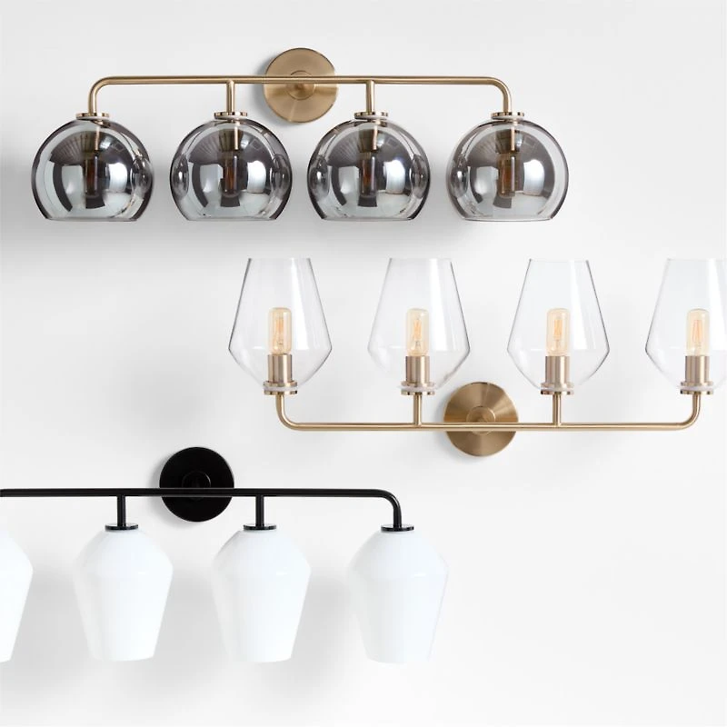 Arren Black 4-Light Wall Sconce Light with Clear Glass Angled Shade