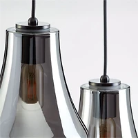Arren Black 3-Light Linear Pendant with Teardrop Silver Glass Shades
