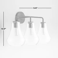 Arren Black 3-Light Wall Sconce with Clear Teardrop Shades