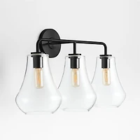 Arren Black 3-Light Wall Sconce with Clear Teardrop Shades