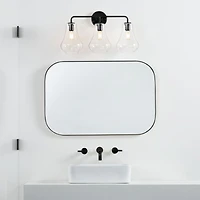 Arren Black 3-Light Wall Sconce with Clear Teardrop Shades