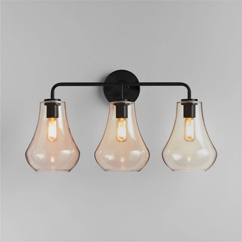 Arren Black 3-Light Wall Sconce with Clear Teardrop Shades