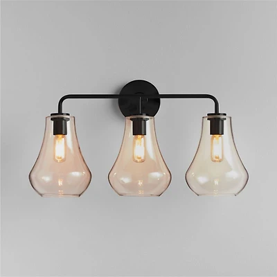 Arren Black 3-Light Wall Sconce with Clear Teardrop Shades