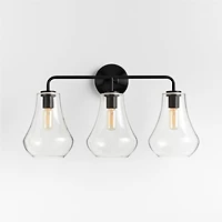 Arren Black 3-Light Wall Sconce with Clear Teardrop Shades