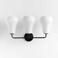 Arren Black 3-Light Wall Sconce with Milk Teardrop Shades