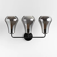 Arren Black 3-Light Wall Sconce with Silver Teardrop Shades