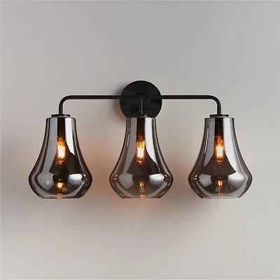 Arren Black 3-Light Wall Sconce with Silver Teardrop Shades