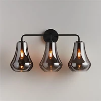 Arren Black 3-Light Wall Sconce with Silver Teardrop Shades