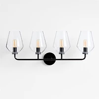 Arren Black 4-Light Wall Sconce Light with Clear Glass Angled Shade
