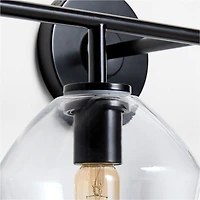 Arren Black 4-Light Wall Sconce Light with Clear Glass Angled Shade