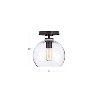 Arren Black Flush Mount Light with Milk Round Shade 8"