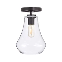 Arren Black Flush Mount Light with Clear Teardrop Shade