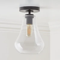 Arren Black Flush Mount Light with Clear Teardrop Shade