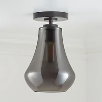 Arren Black Flush Mount Light with Silver Teardrop Shade
