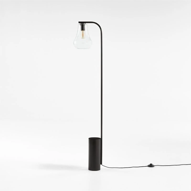 Arren Black Floor Lamp with Clear Teardrop Shade