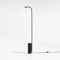 Arren Black Floor Lamp with Milk Teardrop Shade