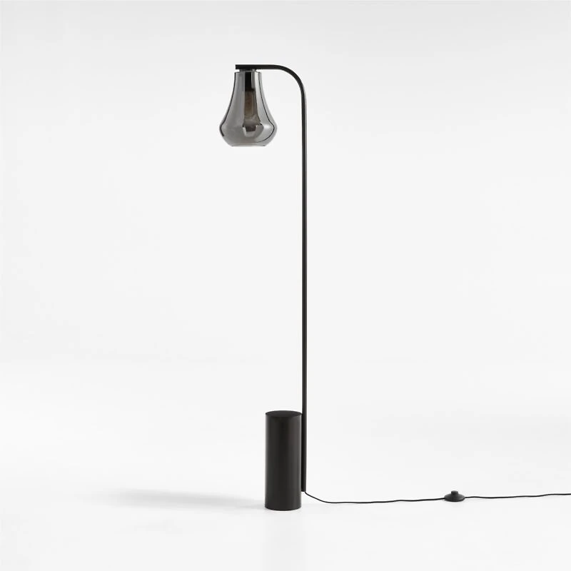 Arren Black Floor Lamp with Silver Teardrop Shade