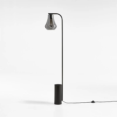Arren Black Floor Lamp with Silver Teardrop Shade
