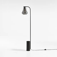 Arren Black Floor Lamp with Silver Teardrop Shade